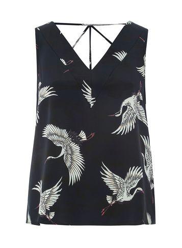 Dorothy Perkins *only Navy Bird Print Shell Top