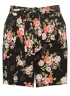 Dorothy Perkins Black Floral Tie Waist Shorts