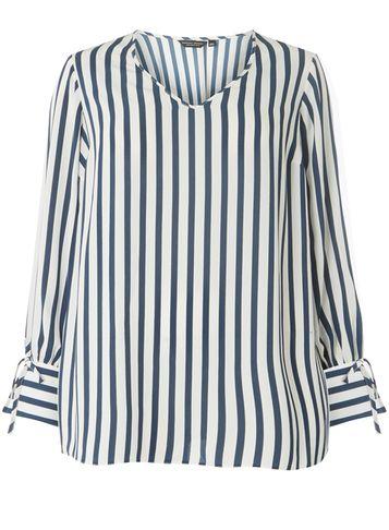 Dorothy Perkins Dp Curve Blue Striped Tie Cuff Blouse