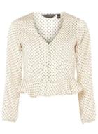 Dorothy Perkins Cream Spotted Button Front Top