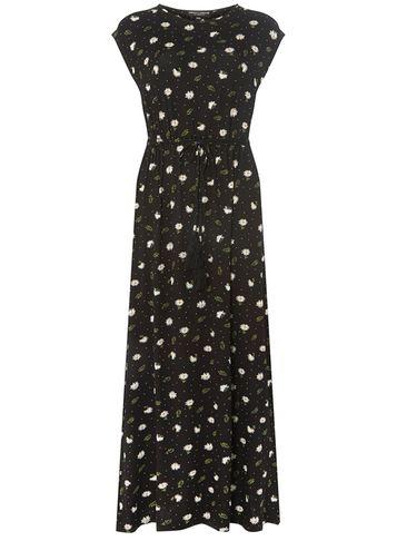 Dorothy Perkins Black Daisy Spot Print Jersey Maxi Dress