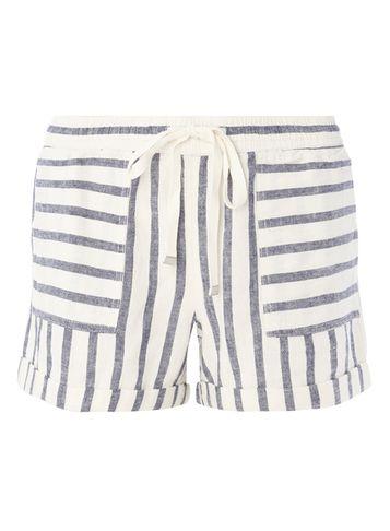 Dorothy Perkins Cream And Navy Stripe Linen Shorts