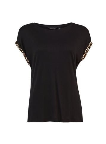 Dorothy Perkins Black Animal Print Cuff T-shirt