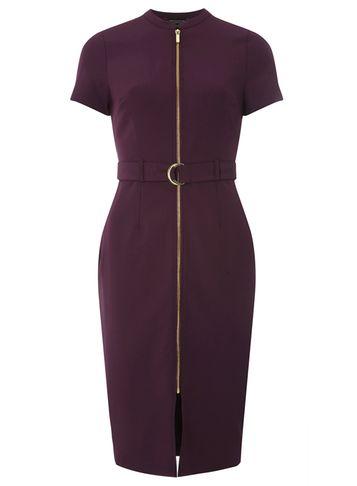 Dorothy Perkins Blackcurrant Zip Front Pencil Dress