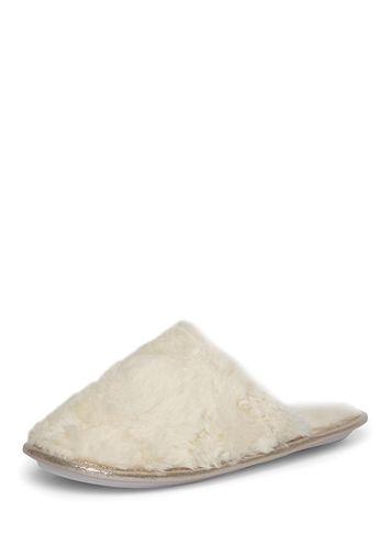Dorothy Perkins Cream Plain Faux Fur Mule Slippers