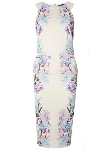 Dorothy Perkins *tall Ivory Floral Print Pencil Dress
