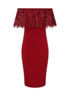 Dorothy Perkins *paper Dolls Red Bardot Lace Bodycon Dress