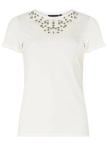 Dorothy Perkins Ivory Bling Yoke T-shirt