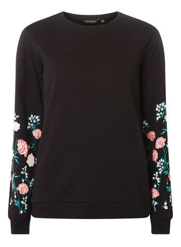 Dorothy Perkins Black Floral Print Sleeve Jumper
