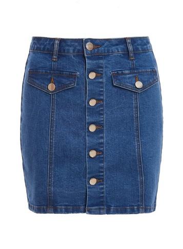 *quiz Blue Denim Button Front Mini Skirt