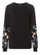 Dorothy Perkins *tall Black Floral Puff Print Jumper