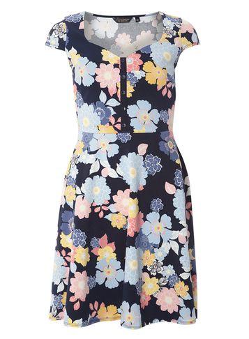 Dorothy Perkins Navy Floral Button Front Dress