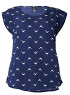 Dorothy Perkins *izabel London Curve Navy Bird Print T-shirt