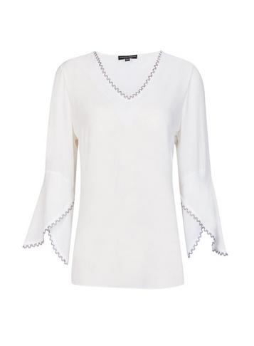 Dorothy Perkins Ivory Colour Trim Sleeve V-neck Top