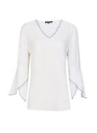 Dorothy Perkins Ivory Colour Trim Sleeve V-neck Top