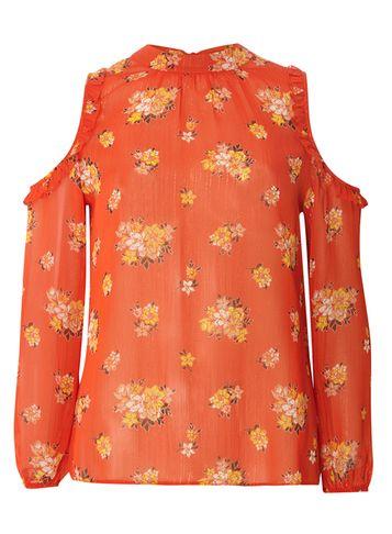 Dorothy Perkins Red Floral Cold Shoulder Top