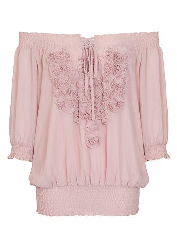 Dorothy Perkins *quiz Pink Chiffon Applique Bardot Top