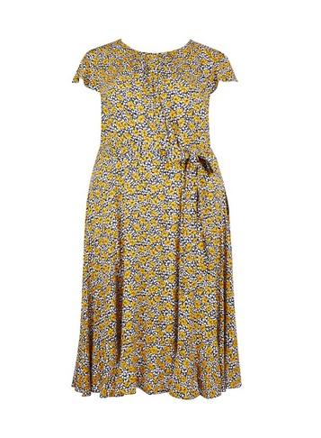 Billie & Blossom Curve Multi Colour Floral Print Midi Skater Dress
