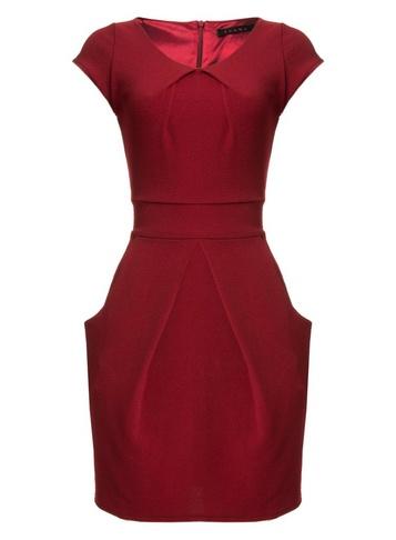 Dorothy Perkins *tenki Maroon Plain Tulip Dress