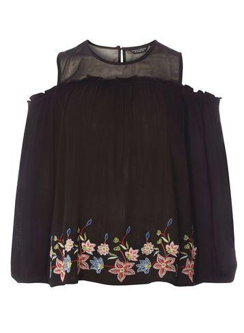 Dorothy Perkins *tall Mesh Embroidered Top