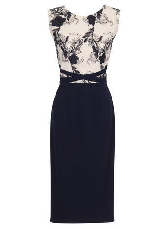 Dorothy Perkins Little Mistress Navy/nude Embroidered Dress