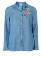 Dorothy Perkins Midwash Floral Embroidered Denim Shirt