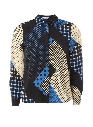 Dorothy Perkins Petite Cobalt Spot Geometric Print Shirt