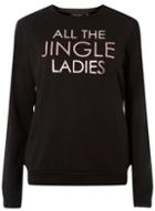 Dorothy Perkins Black All The Jingle Ladies Motif Sweat Top