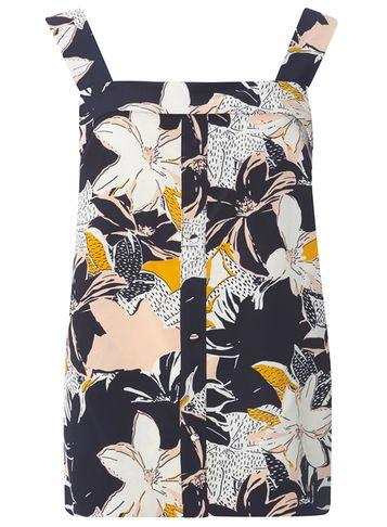 Dorothy Perkins *tall Navy And Orange Button Camisole Top