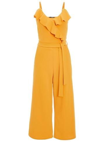 Dorothy Perkins *quiz Mustard Frill Front Culotte Jumpsuit