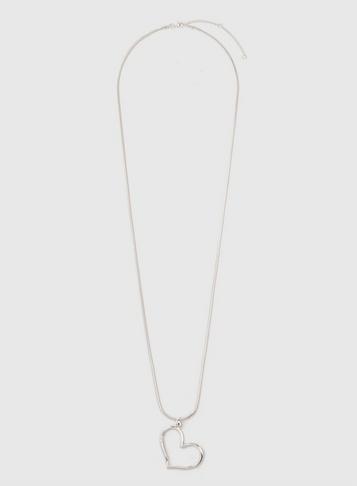 Dorothy Perkins Silver Long Heart Necklace