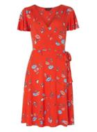 Dorothy Perkins *tall Red Floral Print Wrap Dress