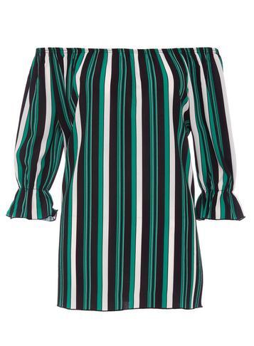 Dorothy Perkins *quiz Green And Black Bardot Top