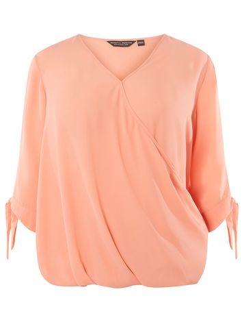 Dorothy Perkins Dp Curve Coral Bubble Hem Wrap Top