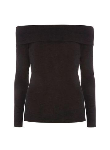 Dorothy Perkins Black Brushed Bardot Top
