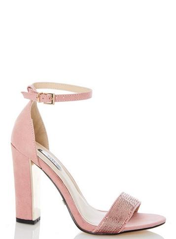 *quiz Pink Sequin Block Heel Sandals