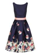 Dorothy Perkins *chi Chi London Curve Blue Floral Print Skater Dress