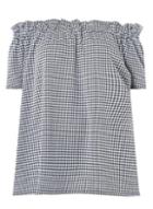 Dorothy Perkins Dp Curve Navy And White Gingham Bardot Top