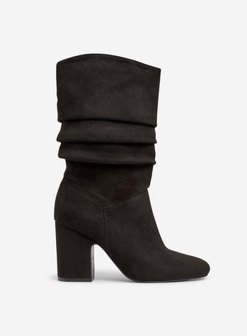 Dorothy Perkins Black Kind Ruched Mid Heel Boots