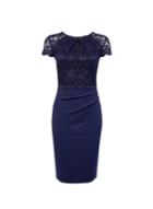 Dorothy Perkins *blue Lace Top Ruched Bodycon Dress