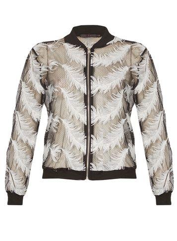 Dorothy Perkins *closet Black Feather Print Bomber Jacket