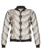 Dorothy Perkins *closet Black Feather Print Bomber Jacket