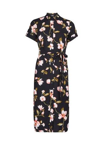 Dorothy Perkins Petite Black Floral Print Shirt Dress