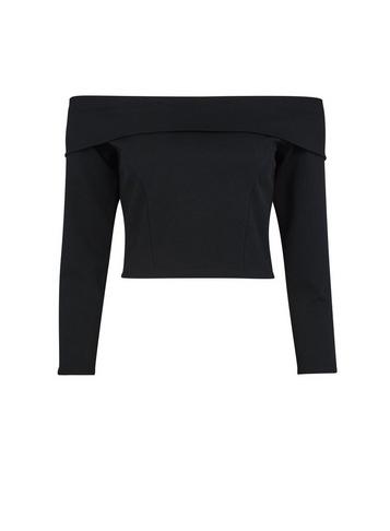 *luxe Black Bardot Long Sleeve Top