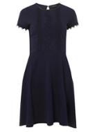 Dorothy Perkins Navy Crochet Trim Fit And Flare Dress