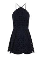 Dorothy Perkins *chi Chi London Petite Navy Laser Cut Skater Dress
