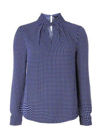 Dorothy Perkins Cobalt Geometric Print Twist Neck Blouse