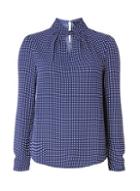 Dorothy Perkins Cobalt Geometric Print Twist Neck Blouse