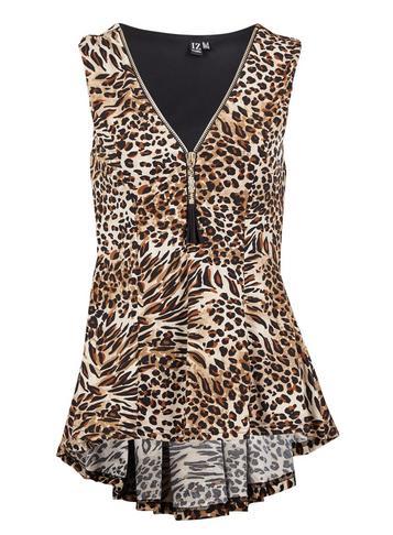 Dorothy Perkins * Izabel London Brown Animal Peplum Top