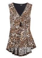 Dorothy Perkins * Izabel London Brown Animal Peplum Top